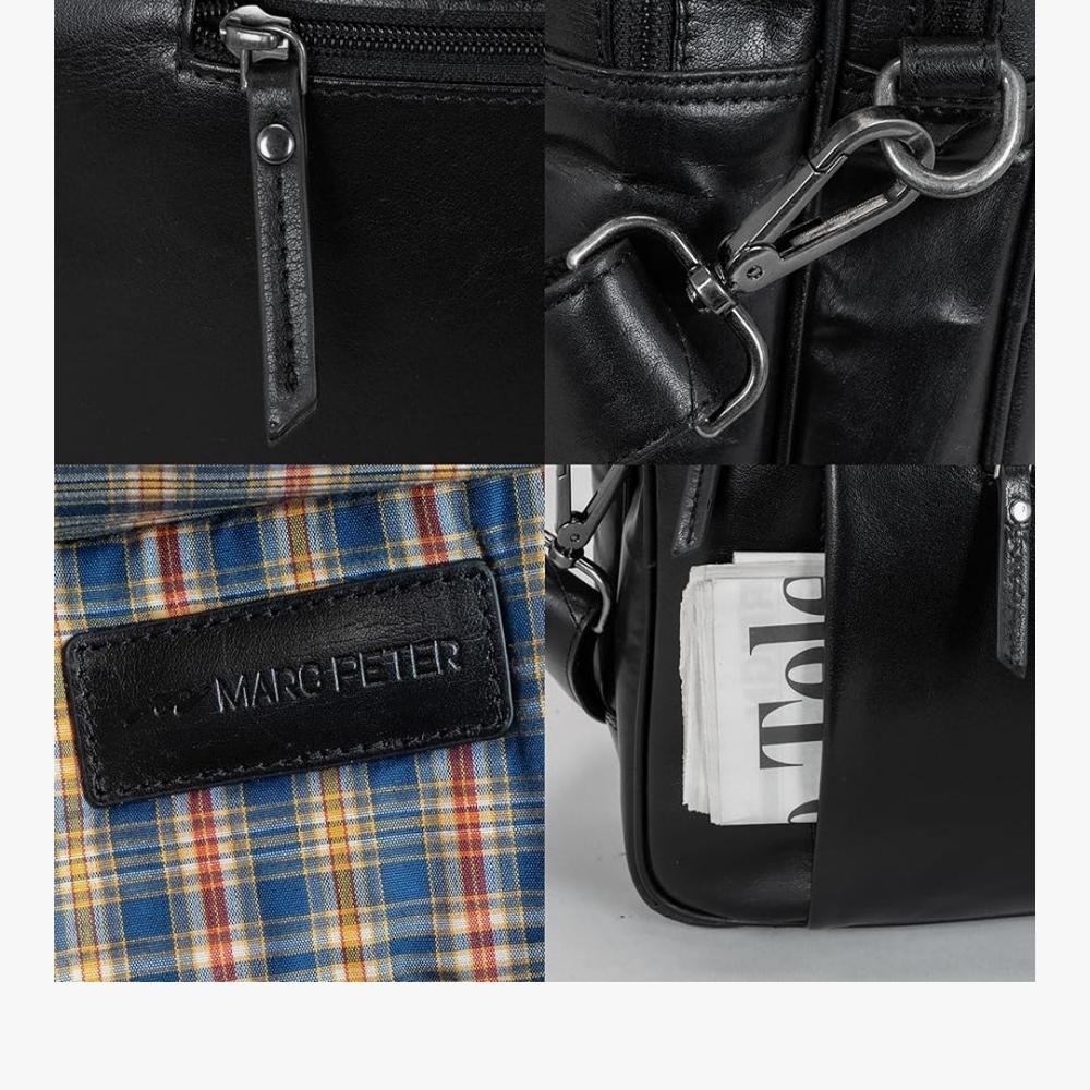 New -MARC PETER Black Leather Men's or Womens Laptop/Briefcase - Picture 3 of 12